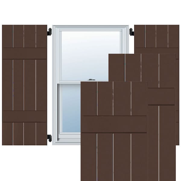 Ekena Millwork Exterior 4 Board (2 Batten) Real Wood Sapele Mahogany Board-n-Batten Shutters PR, RWB15X031TBM RWB15X031TBM - main